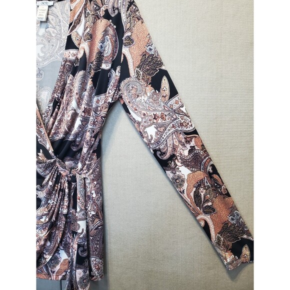 Cache Paisley Long Sleeve Side-Tie Faux Wrap Top Size Medium 90x Y2K - Picture 2 of 6